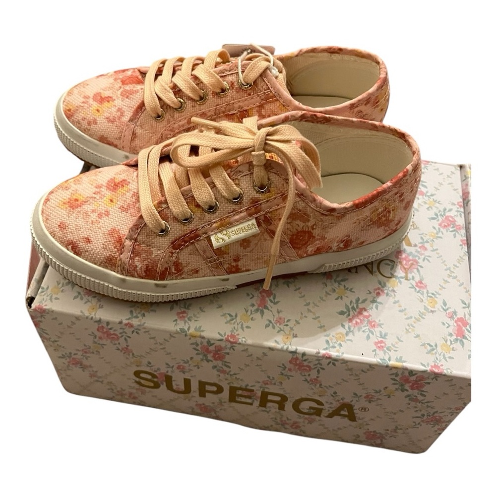 New‎ Superga x LoveShackFancy Kid's Classic Sneaker In Tokyo Pink Size 1